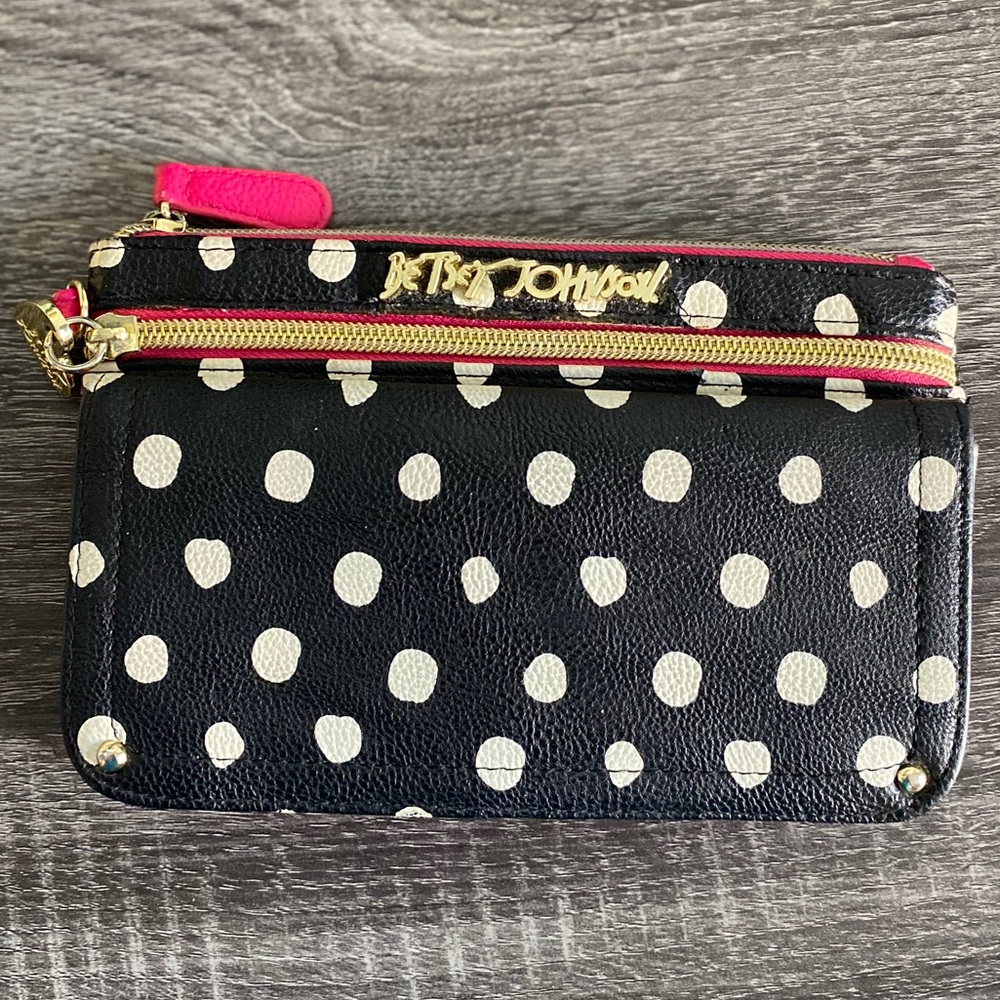 Betsy Johnson Black and White Polka Dot Wallet